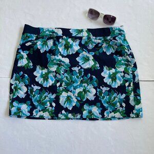 Zoe + Phoebe Blue Green Floral Skort  Petite Large